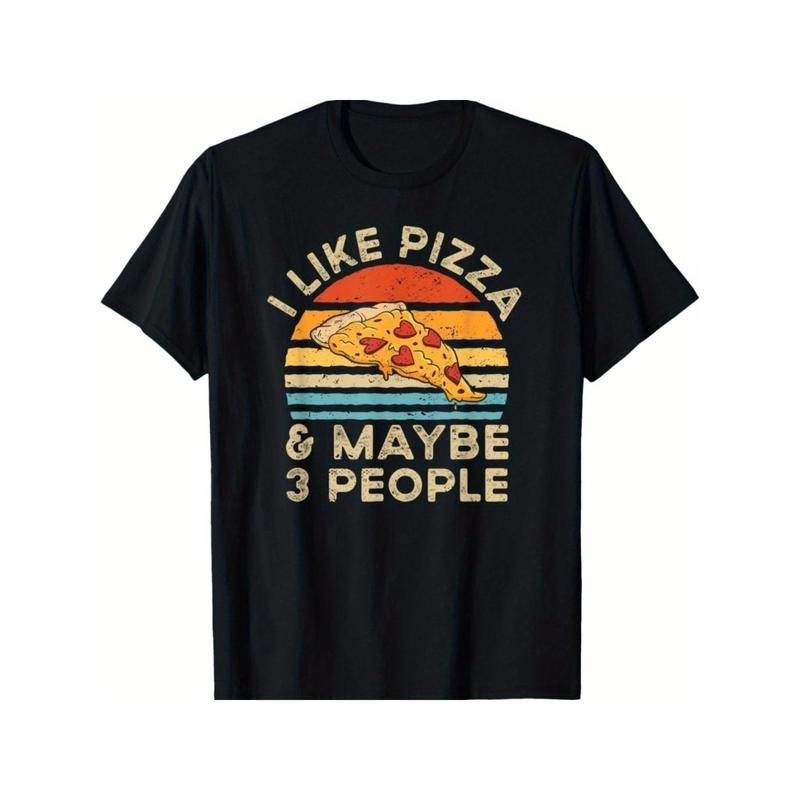 Retro Pizza Lover's T-Shirt - Soft Cotton, Comfortable Fit for Men & Women | Perfect Gift for New Year, Christmas, Halloween, Thanksgiving | Casual Black Short Sleeve Tee made in usa