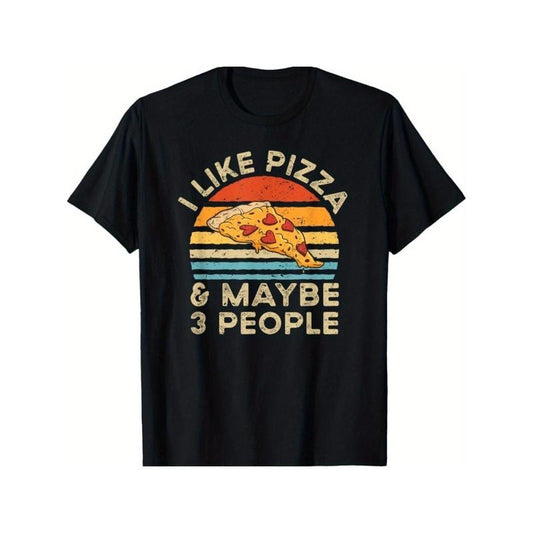 Retro Pizza Lover's T-Shirt - Soft Cotton, Comfortable Fit for Men & Women | Perfect Gift for New Year, Christmas, Halloween, Thanksgiving | Casual Black Short Sleeve Tee made in usa