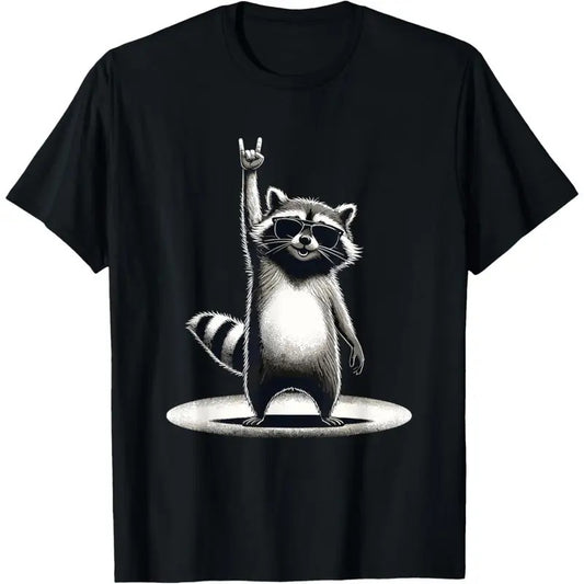 Retro Raccoon Rock Music Gift Men Kids Women Funny Raccoon T-Shirt made in usa