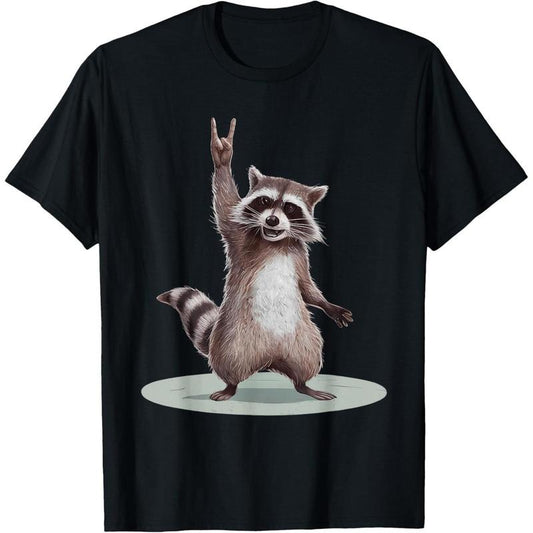 Retro Raccoon Rock Music Men Kids Women Funny Raccoon T-Shirt made in us