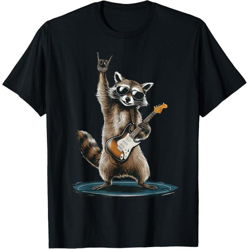 Retro Raccoon Rock Music With Guitar Gift Men Kids Women T-Shirt made in us Hoodie, Sweatshirt | DripVista.com