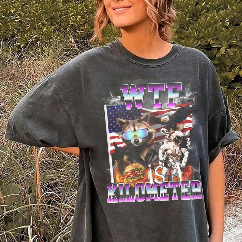 Retro Raccoon W1F Is A Kilometer Shirt,  Funny America Racoon Shirt, 4th Of July Racoon