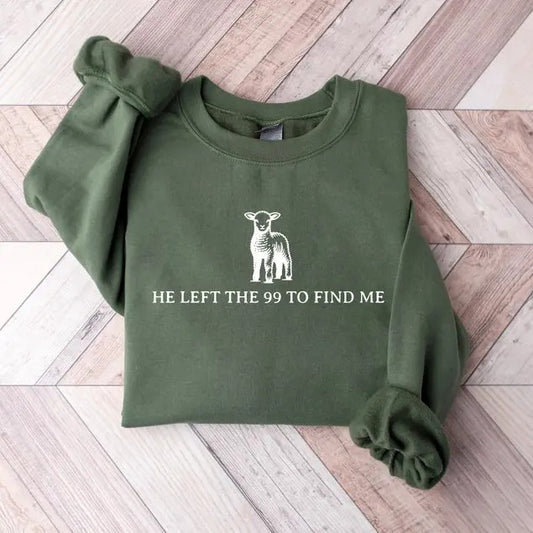 Retro Religious Unisex Shirt, He Left The 99 Shirt, Christian Comfy Tee, Bible Verse Shirt, Christian Apparel, Faith Shirt Casual Classic Collar Cotton