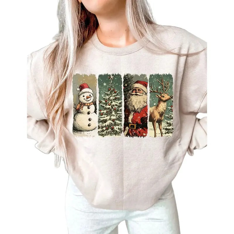 Retro Santa Claus Sweatshirt, Retro Christmas Tee Womenswear Sweaters Pullover Hoodie | DripVista.com