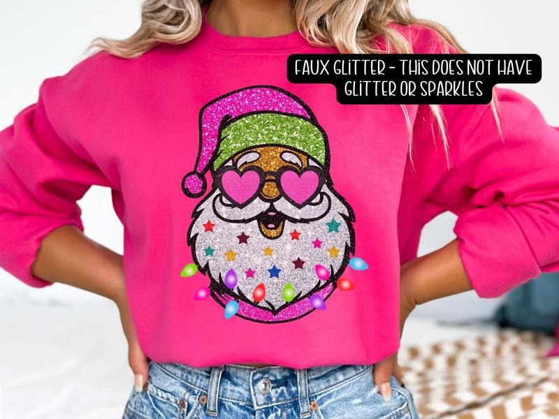 Retro Santa with Glasses Christmas Sweatshirt T-Shirts, Hoodie | DripVista.com