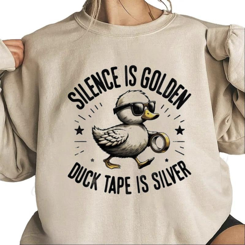 Retro Silence Is Golden Duck Tape Is Silver Sweatshirt Funny Duck T-Shirt Hoodie Hunting Season 2025 tee | DripVista.com