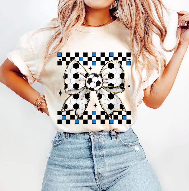 Retro Soccer Bundle T-Shirt, Soccer Mama T-Shirt, Soccer T-Shirt, Soccer Coquette T-Shirt, Game Day Soccer Bow T-Shirt, Checkered Soccer T-Shirt