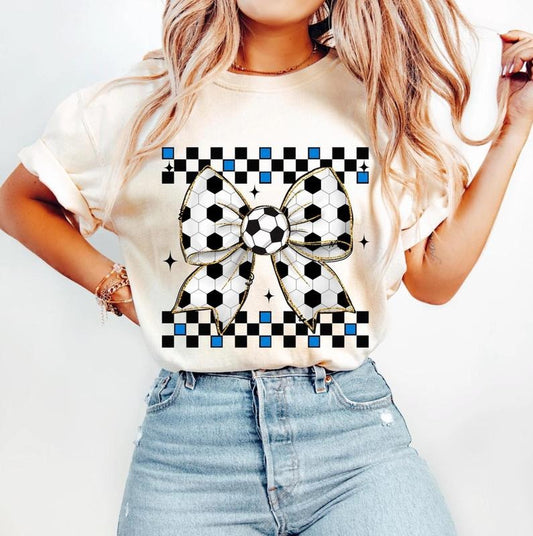 Retro Soccer Bundle T-Shirt, Soccer Mama T-Shirt, Soccer T-Shirt, Soccer Coquette T-Shirt, Game Day Soccer Bow T-Shirt, Checkered Soccer T-Shirt