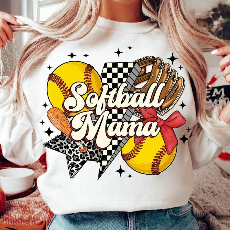 Retro Softball Mama Sweatshirt Softball Coquette Game Day Softball Bow Checker Softball Mom T-Shirts, Hoodie | DripVista.com