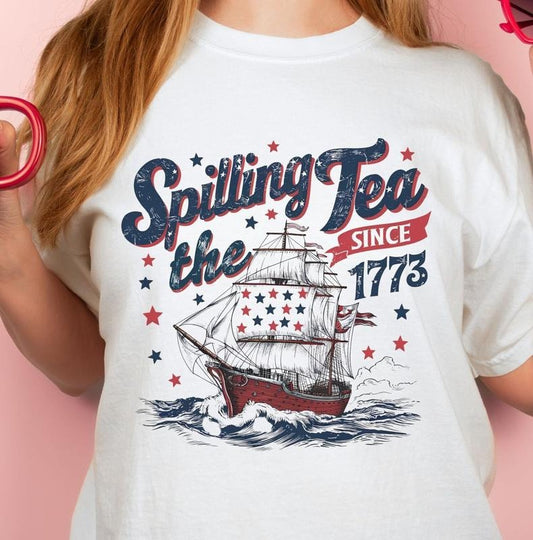 Retro Spilling The Tea T Shirt Hoodie Sweater Vintage 4th Of July Patriotic Shirt Retro 4th Of July Graphic Tee Spilling The Tea Since 1773 style 03