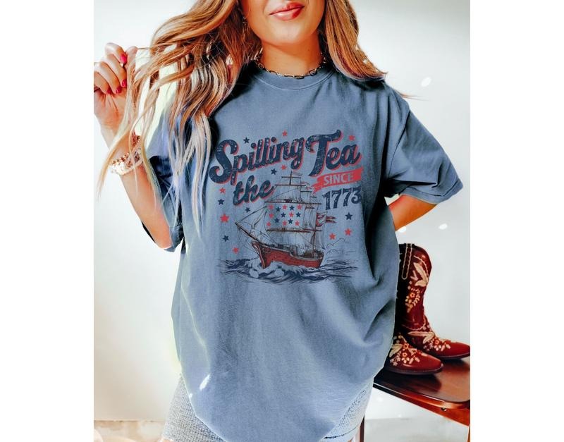 Retro Spilling The Tea T Shirt Hoodie Sweater Vintage 4th Of July Patriotic Shirt Retro 4th Of July Graphic Tee Spilling The Tea Since 1773