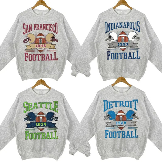 Retro Sport Grey Crewneck - Sweatshirt for All Teams Football Fans