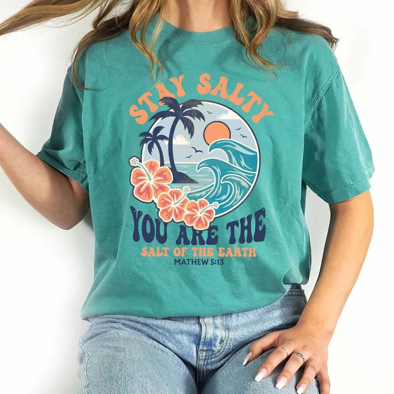 Retro Stay Salty Summer Vintage Graphic Shirt, You Are The Salt of The Earth Shirt, Bible Verse Christian Apparel, Hello...