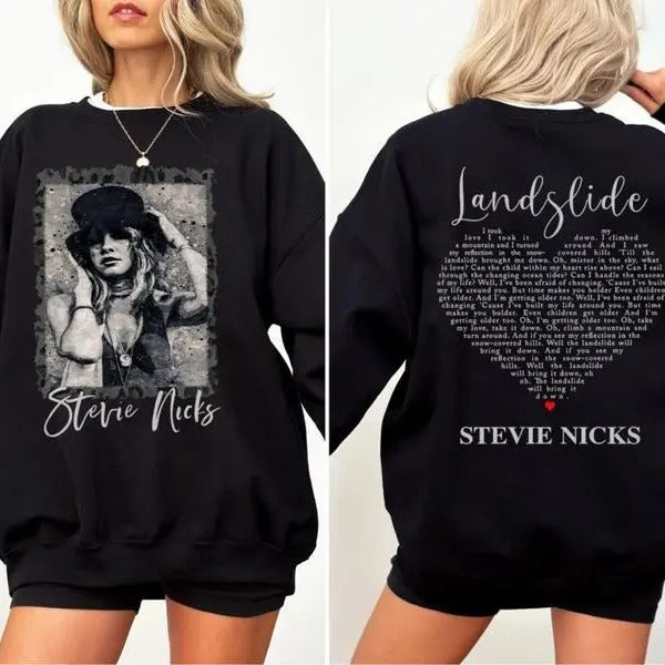 Retro Stevie Nicks Landslide 90s T-shirts, Stevie Fan Merch Graphic Tee Hoodie, Sweatshirt | DripVista.com