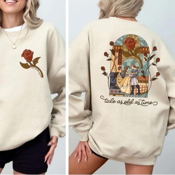 Retro Tale As Old As Time Sweatshirt,  Beauty And The Beast Tee, Princess Belle Hoodie | DripVista.com