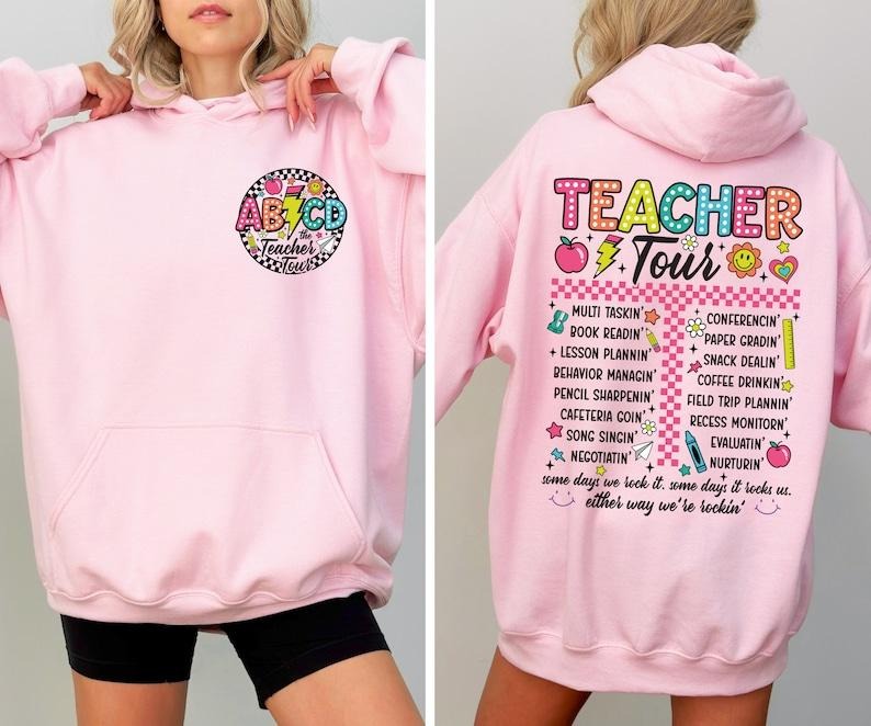 Retro Teacher Tour Hoodie, Teacher Appreciation Hoodie, Back To School, Teacher Life Hoodie, Teacher Gifts, Kindergarten,...