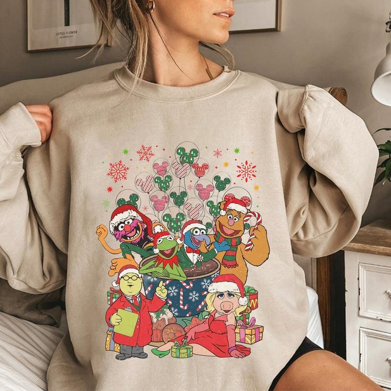 Retro The Muppet Christmas Carol Sweatshirt, Funny Friends Shirt, Kermit Frog Gonzo Miss Piggy Christmas Movie Shirts,...