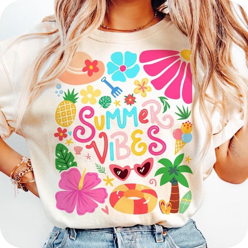 Retro Tropical Summer Vibes Floral Coquette Hello Brushstroke Beach T-Shirt Hoodie, Sweatshirt | DripVista.com