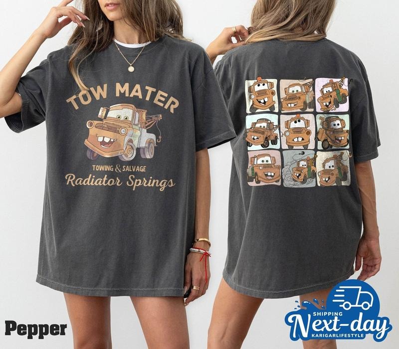 Retro Two Side Mc Que0n Cars Shirt, Cars Movie T-Shirt, , Mc Que0n and Mater Shirt, Piston Cup Champion Shirt, cars movie Number Shirt Casual Cotton Crewneck Summer