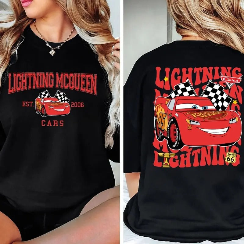 Retro Two Side McQueen Cars Shirt, Cars Movie T-Shirt, Lightning McQueen Shirt, Piston Cup Champion Shirt, Lightning...