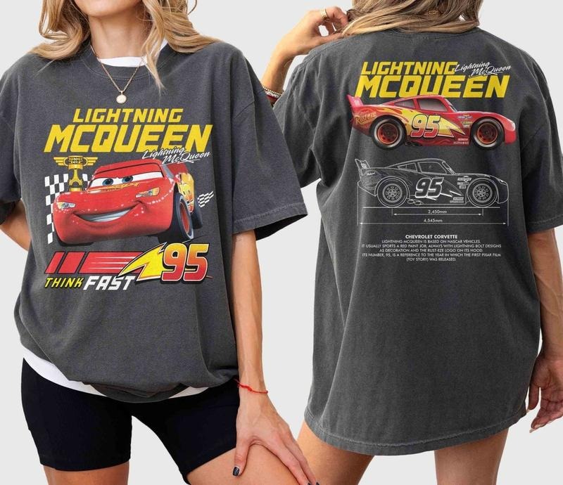 Retro Two Side McQueen Cars Shirt, Cars Movie T-Shirt, Lightning McQueen Shirt, Piston Cup Champion Shirt, Lightning...