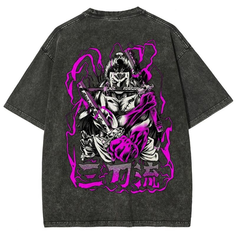 Retro Unisex HB 90s Straw hat pirates Straw hat pirates OP ZORO Oversized streetwear cotton short summer graphic t-shirts...