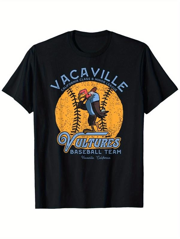 Retro Vacaville Vultures T-Shirt Men Black Cotton Crew Neck Spiky hair fighters Inspired Streetwear Casual Hoodie, Sweatshirt