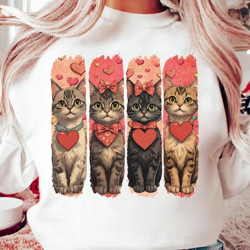 Retro Vintage Cat Valentine Shirt, My Cat Is My Valentine Shirt, Valentine Cat Shirt, Cat Mama Valentine Shirt, Cat Lover Valentine Shirt