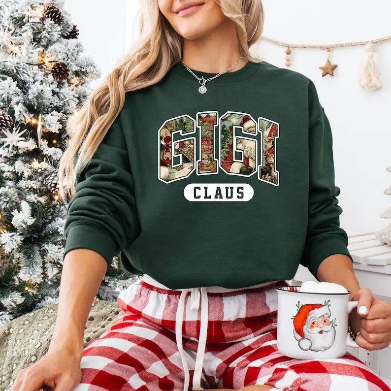Retro Vintage Gigi Claus Sweatshirt, Christmas Gigi Shirt, Merry Gigi Christmas T-shirt, Family Christmas Sweater, Gift...