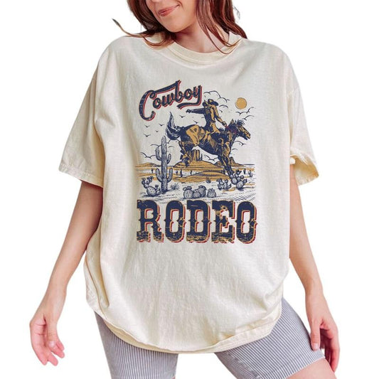 Retro Western Cowgirl Graphic Tee, Vintage Cowboy Rodeo Shirt, Western Vintage 90s Graphic Shirt, Cowboy Shirt, Rodeo Wild West Gift, Cool Gift Shirt For Women, Comfort Cotton Unhinged Tee, Casual Women's Tops, Oversized Womenswear, Relaxed Fit Chic Style