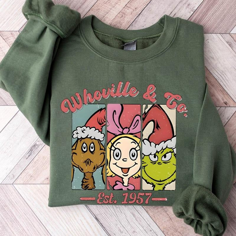 Retro Whoville Est 1957 Christmas Crewneck Sweatshirt, Hoodie, T-shirt | DripVista.com