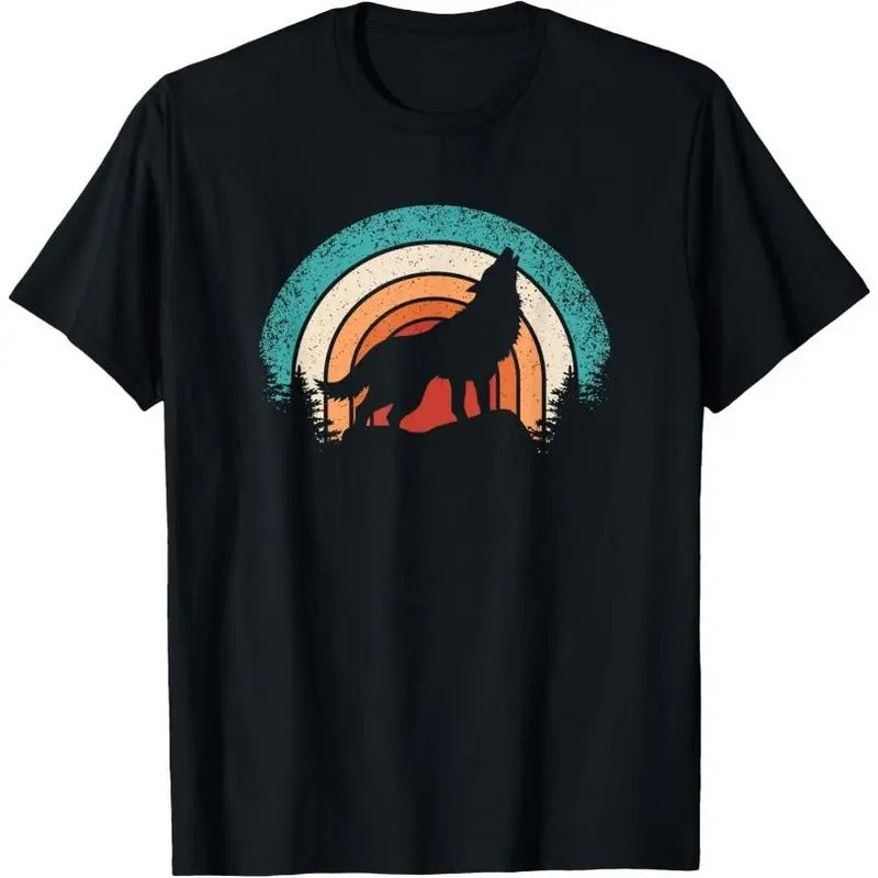 Retro Wolf Lover Nature Wildlife Vintage Wolves T-Shirt Hoodie, Sweatshirt | DripVista.com