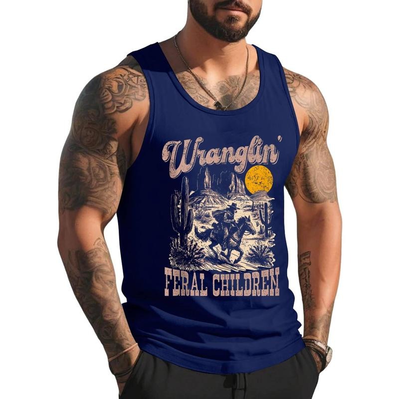Retro Wranglin_ Feral Children Raccoon 90s Western Unisex Tank Top, Cotton, Size S-3XL T-Shirts, Hoodie, Sweatshirt