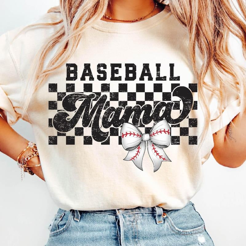 Retro baseball mama checkered T-Shirt, Baseball Mama T-Shirt, Retro Checkered Baseball Shirt, Sport Mom T-Shirt, Game Day T-Shirt, Mother's Day Gifts