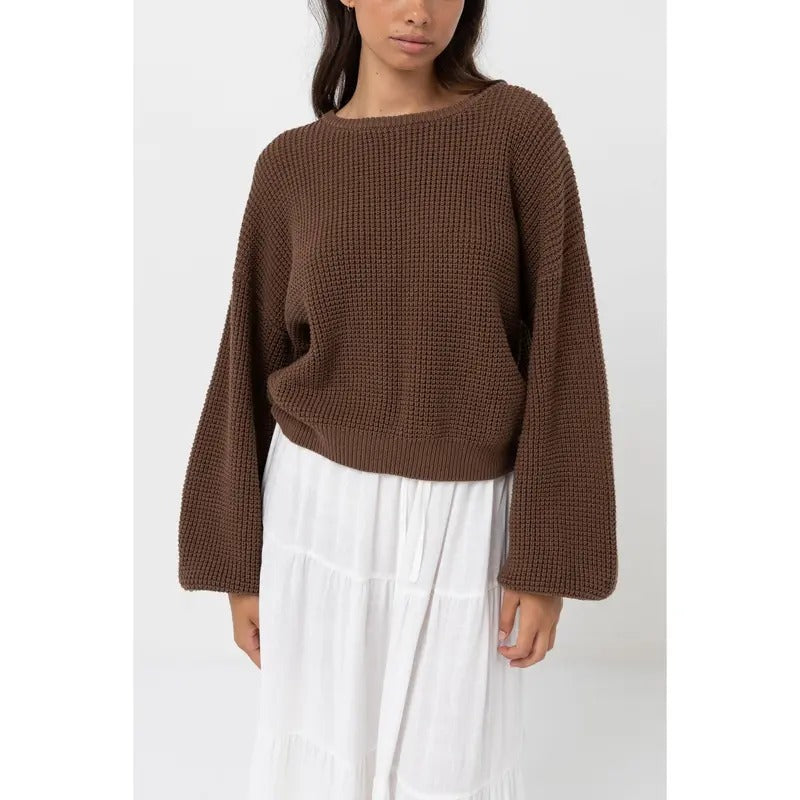 Rhythm Women's Chocolate Classic Knit Sweater T-Shirts, Hoodie, Sweatshirt | DripVista.com
