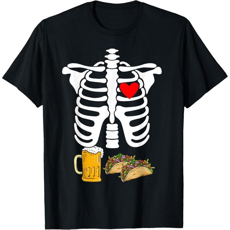 Rib Cage Skeleton X-Ray Drink Beer Taco Halloween Costume T-Shirt made in usa Hoodie, Sweatshirt | DripVista.com