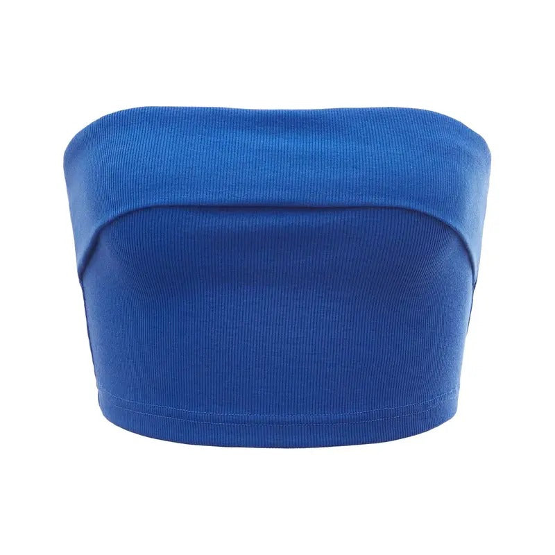 Ribbed Knit Basic Y2K Crop Tube Top Sleeveless Strapless Casual Summer Tops T-Shirts, Hoodie, Sweatshirt | DripVista.com