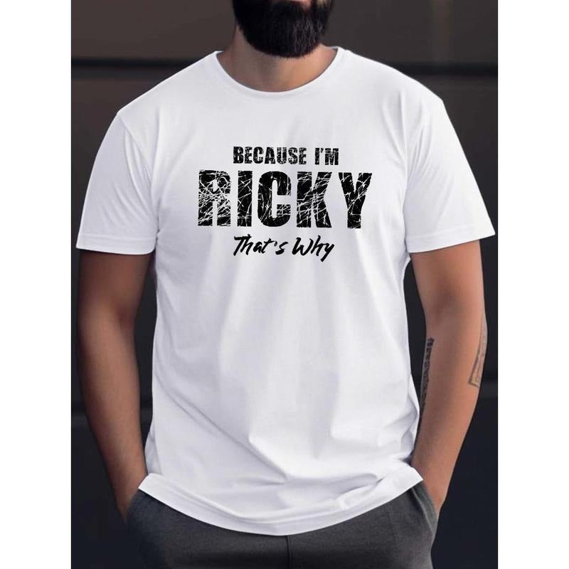 Ricky Print Graphic Tee - Men's Summer Casual Short Sleeve T-Shirt for Daily Activities