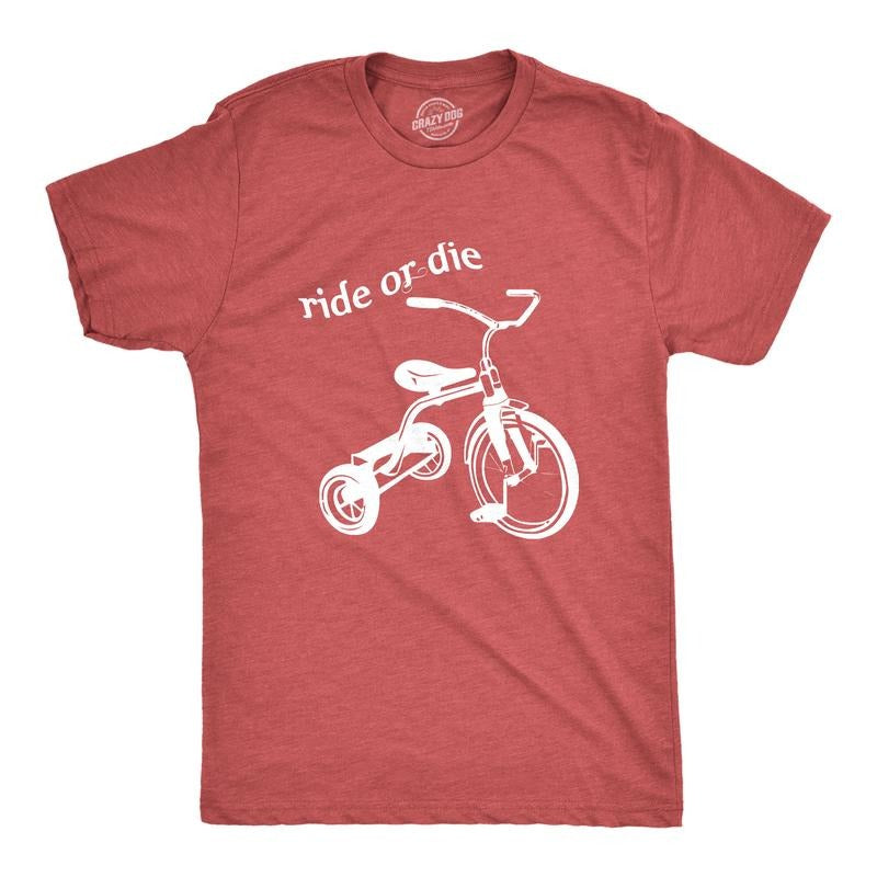 Ride or Die Tricycle T-Shirt Funny Vintage Trike Shirt Mens Funny T Shirts Cool Tees Soft Stylish Casual Menswear Funny...