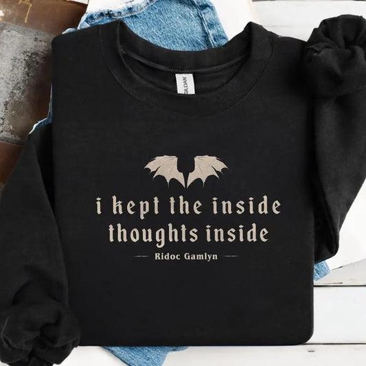 Ridoc I Kept The Inside Thoughts Inside Sweatshirt, Ridoc Onyx Storm Shirt, Fourth Wing Book, Dragon Rider, Romantasy Shirt, Bookish Gifts Casual Classic