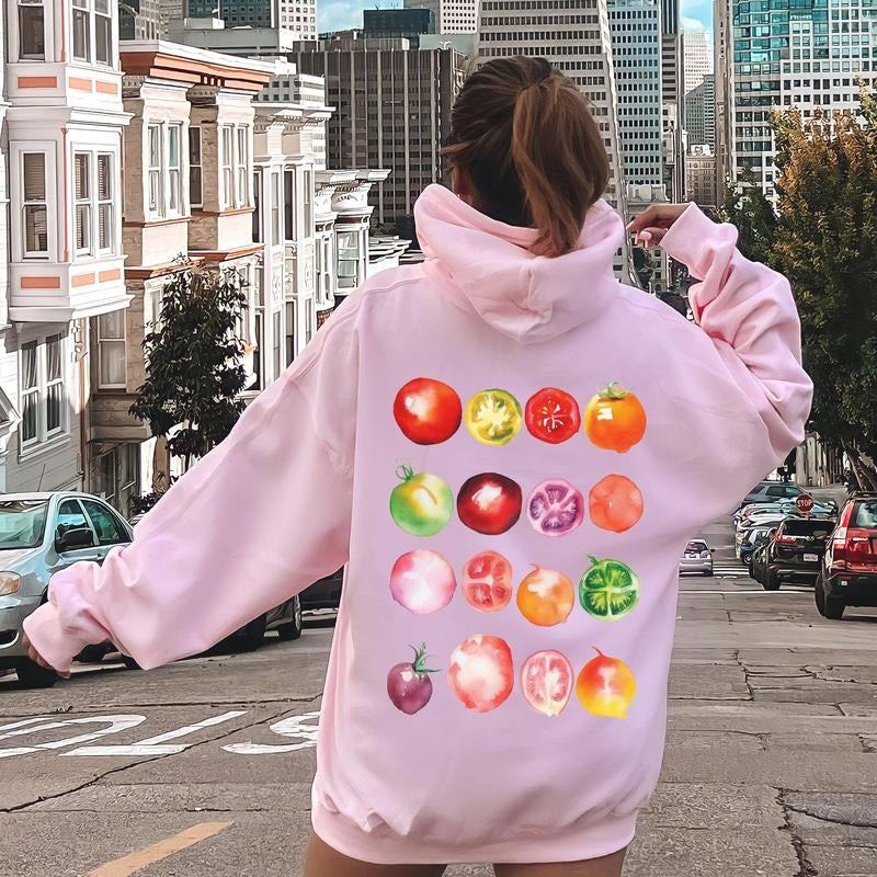 Ripe Tomato Print, Garden Fresh Hoodie T-Shirts, Sweatshirt | DripVista.com