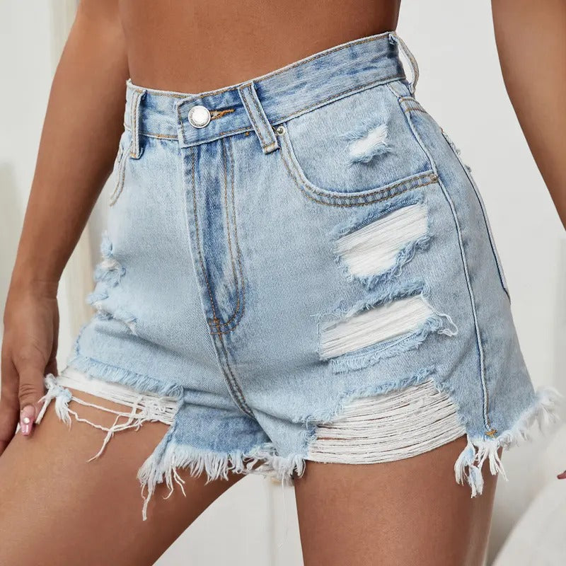 Ripped Raw Hem High Waisted Distressed Denim ShortsY2K T-Shirts, Hoodie, Sweatshirt | DripVista.com