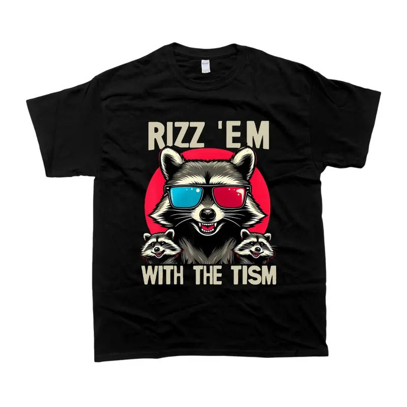 Rizz Em with the Tism Retro Vintage Style Raccoon Meme Tshirt Hoodie, Sweatshirt | DripVista.com