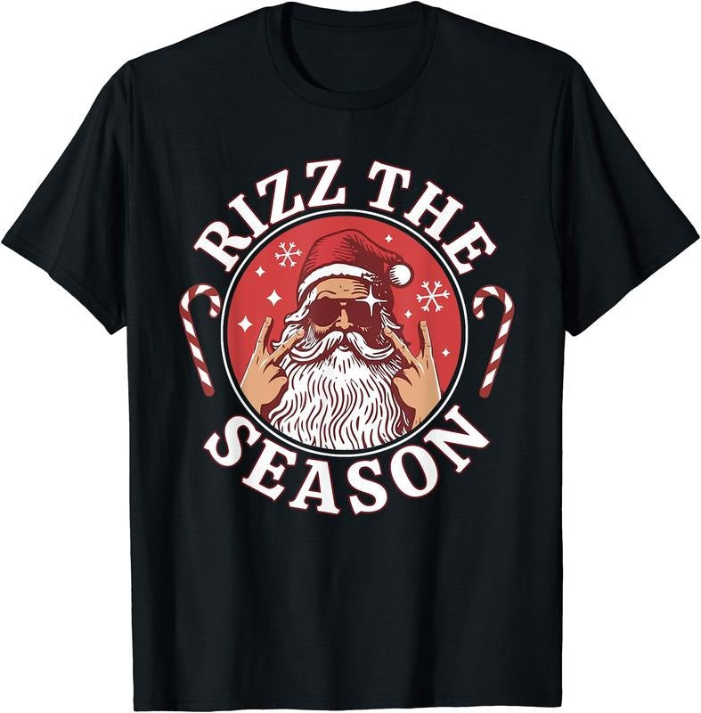 Rizz The Season Funny Santa Clause Rizzler T-Shirt Hoodie, Sweatshirt | DripVista.com