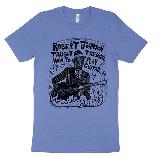 Robert Johnson  Woodblock Hand-Printed T-Shirt Cotton Menswear Top Graphics