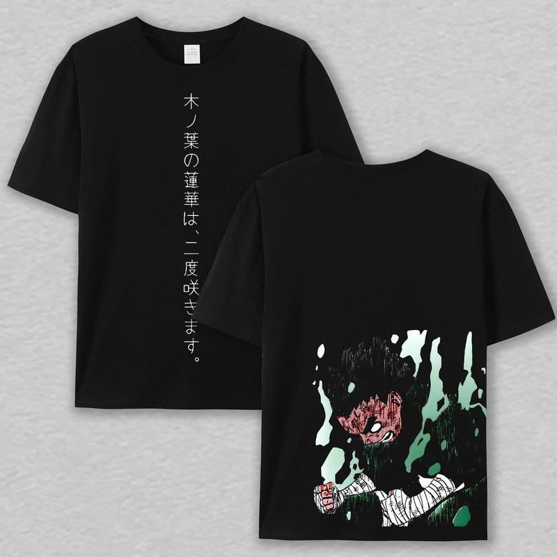 Rock Lee - Hidden leaf ninja Anime Double Printed Vintage Washed Tee Unisex Oversize Anime Manga Washed Cotton T-shirt, Gift For Anime Fan, Anime Lover graphic Tees Top Streetwear Summer graphic tees TNF Casual