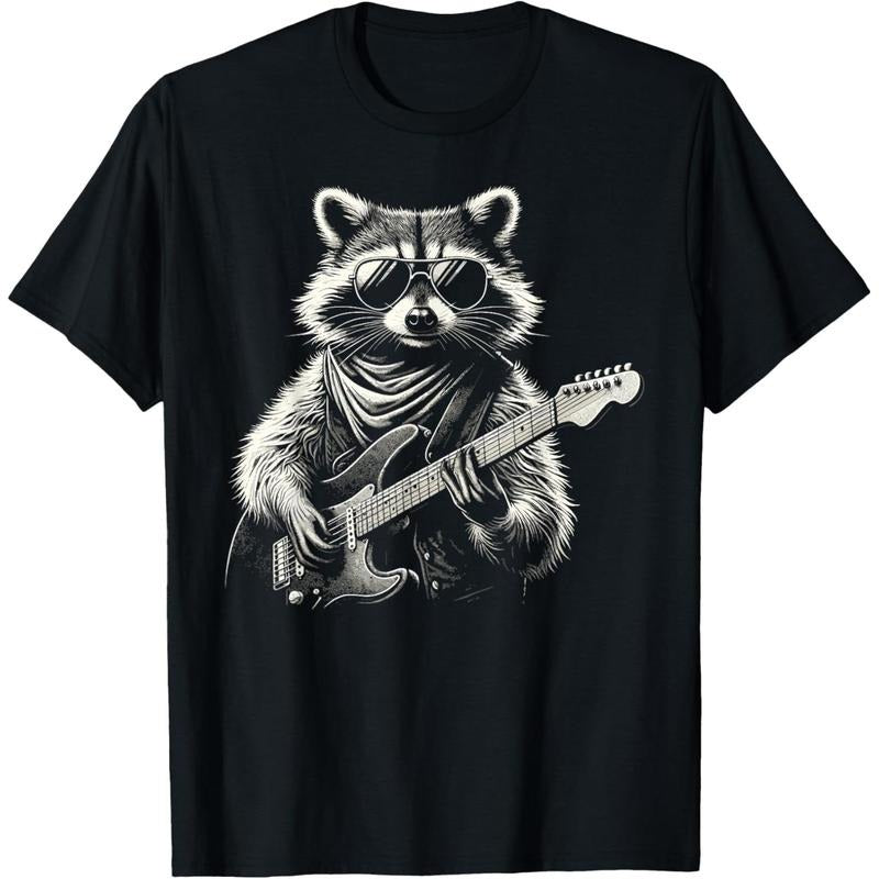 Rock On Raccoon Rock and Roll Vintage Guitarist Men Women T-Shirt made in us Hoodie, Sweatshirt | DripVista.com