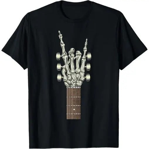 Rock On Skeleton Hand Guitar Rock & Roll Men Women Rock Band T-Shirt Made in USA Graphic Hoodie, Sweatshirt | DripVista.com