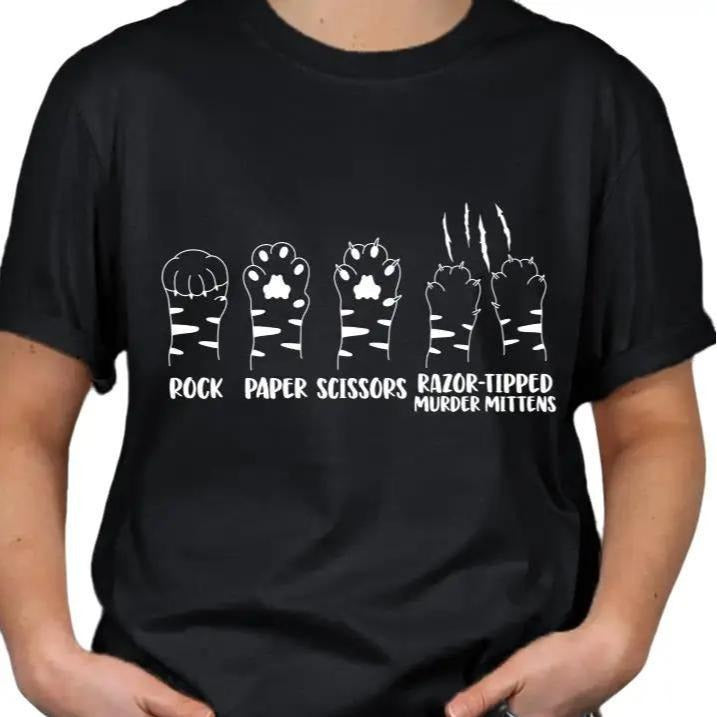 Rock Paper Scissors Funny Cat Casual FOG T-shirt Shortsleeve Streetwear women Hoodie, Sweatshirt | DripVista.com