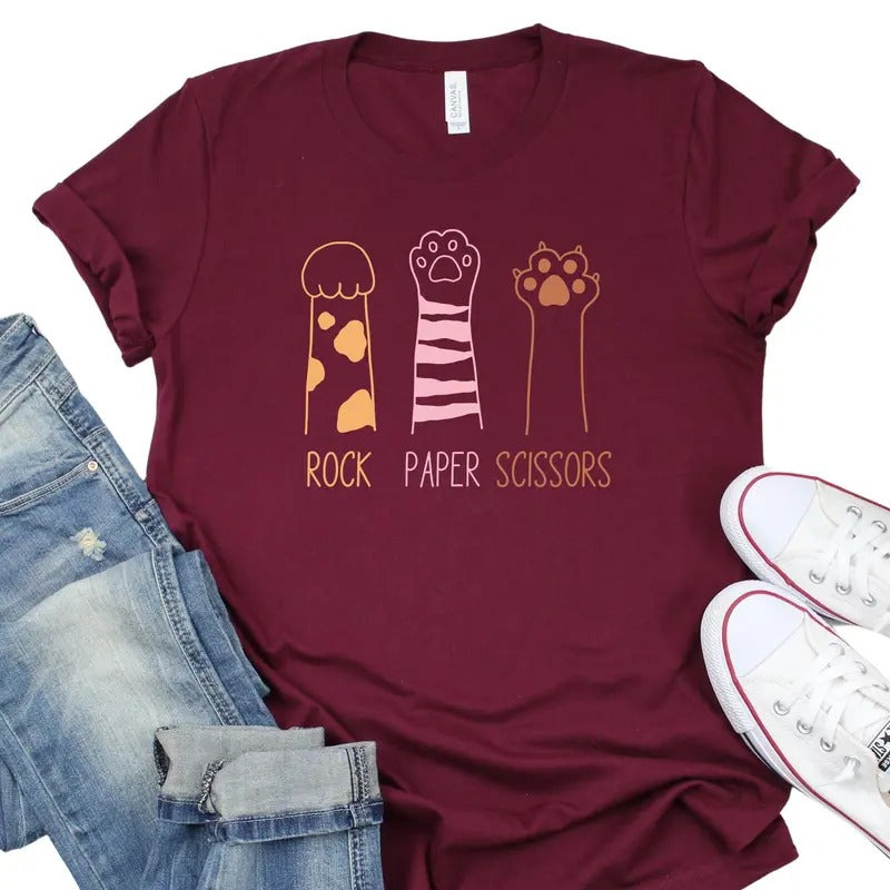 Rock Paper Scissors Shirt, Funny Cat Paw Shirt, Unisex Crewneck Shirt for Cat Lover, Cat Owner Shirt, Cat Paws Shirt...